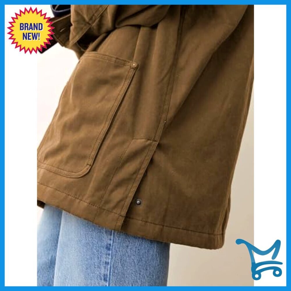 Oversized Utility Cotton Coat Corduroy Collar Vintage Workwear with Pockets - Picture 3 of 7